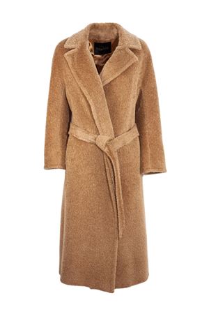 Camel alpaca and wool belted maxi robe coat CINZIA ROCCA | ZJ2700164C109